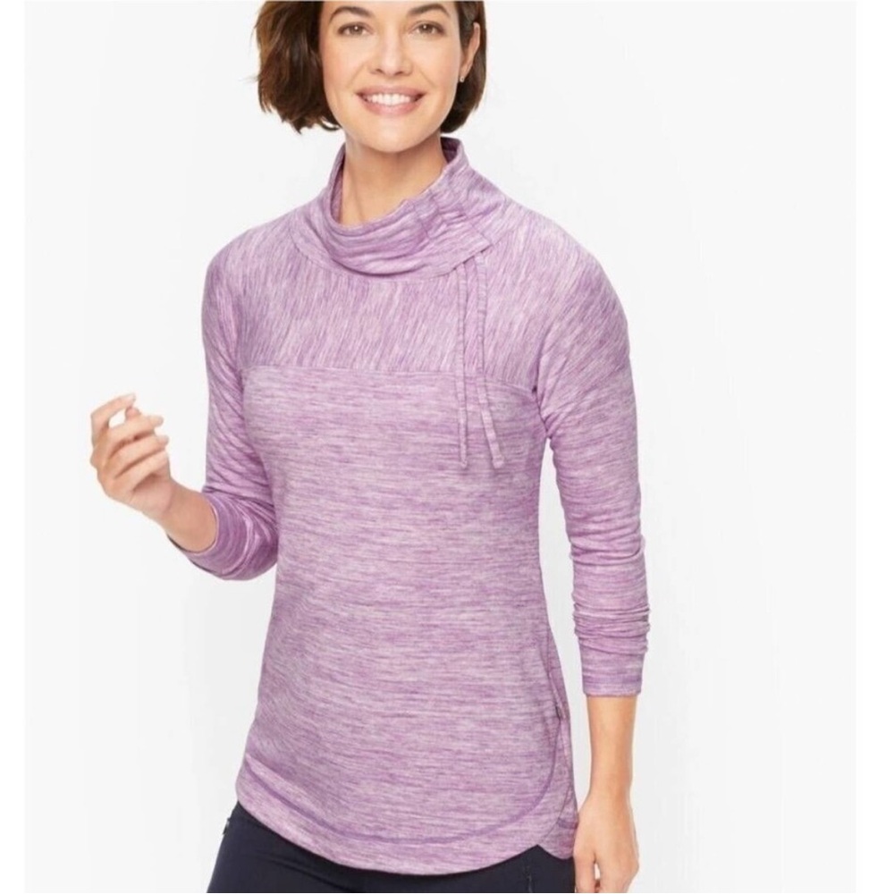 NWT T By Talbots "Heather Violet" Mock Neck Pullover Soft Lightweight Sweater